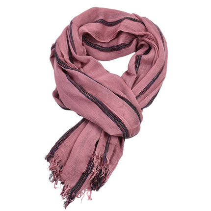 Men's Cotton and Linen Striped Scarf - Wnkrs