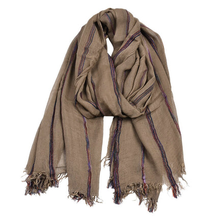 Men's Cotton and Linen Striped Scarf - Wnkrs