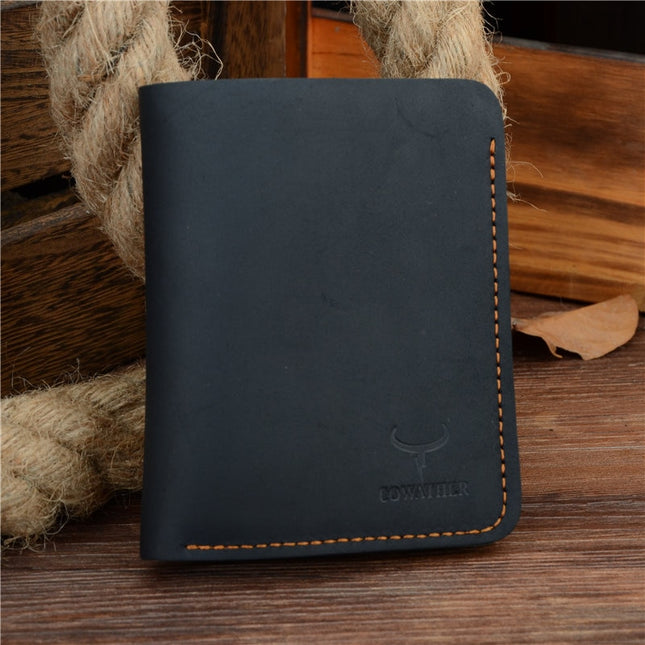 Vintage Cross and Vertical Style Men's Genuine Leather Wallet