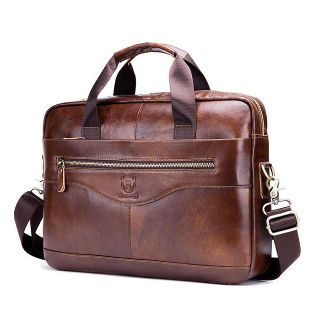 Men's Solid Genuine Leather Briefcase - Wnkrs