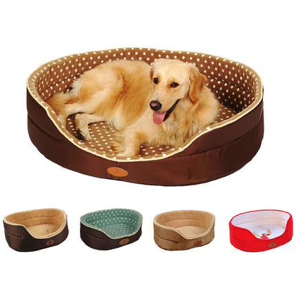 Dog's Soft Plush Bed with Polka Dot Pattern - wnkrs