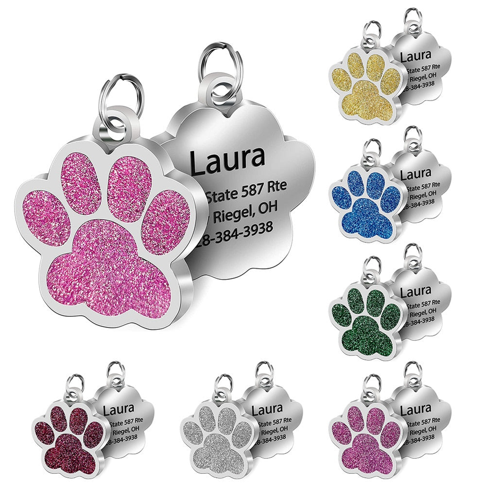 Paw Shaped Personalized Pet ID Tag