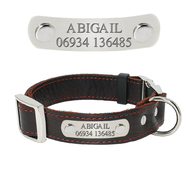 Vintage Style Leather Customizable Dog Collar - wnkrs