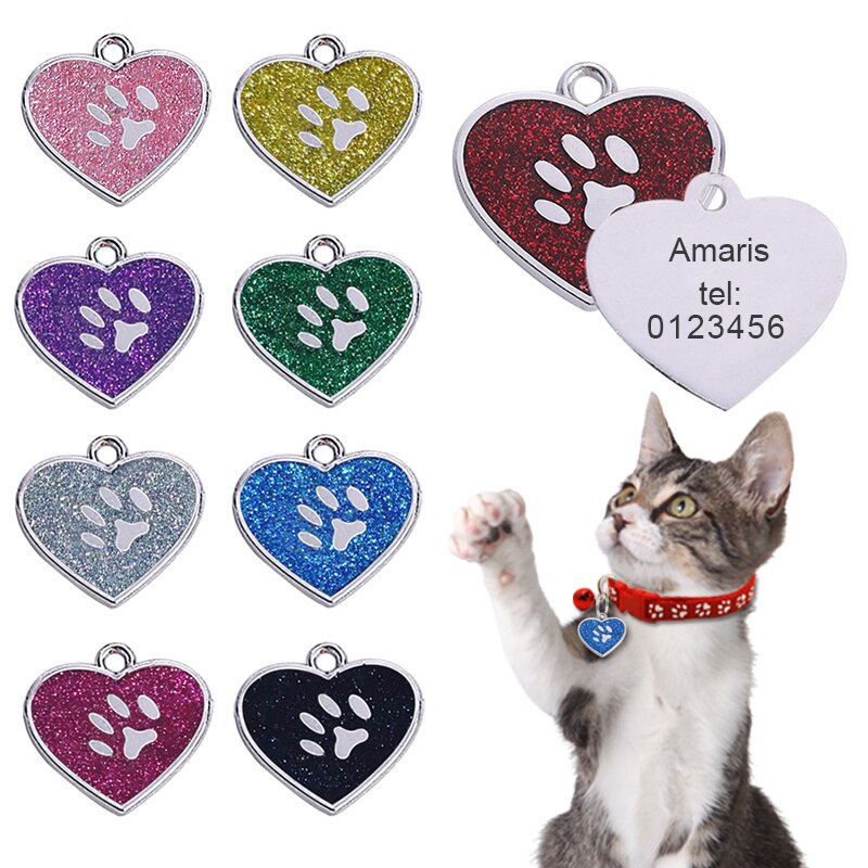 Customized Glittering Cat ID Tag
