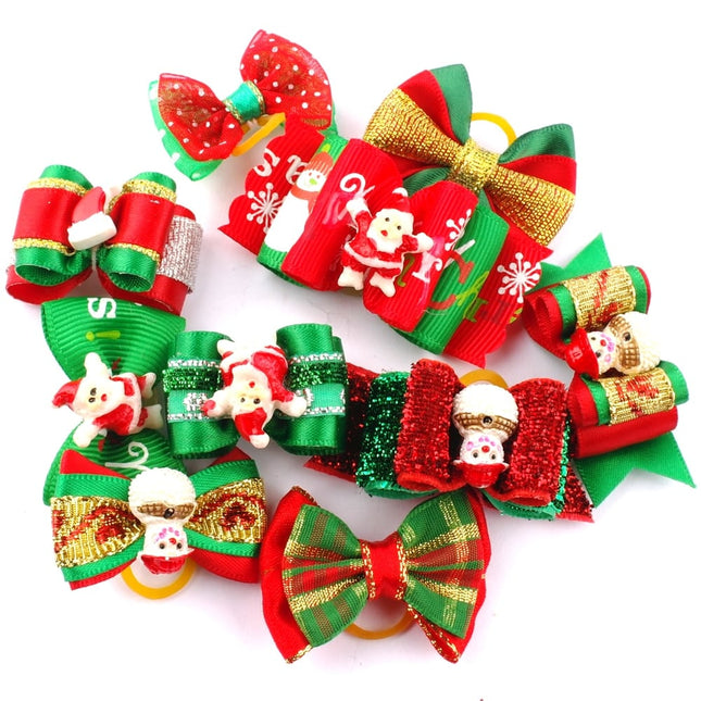 Pet Glitter Christmas Hair Bows 20 Pcs Set - wnkrs