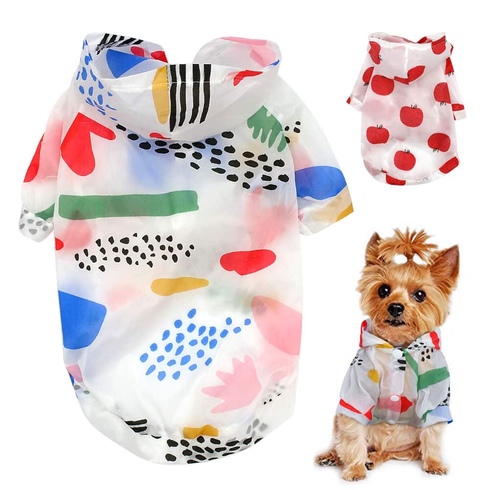Patterned Button-Fastening Small Dog Raincoat