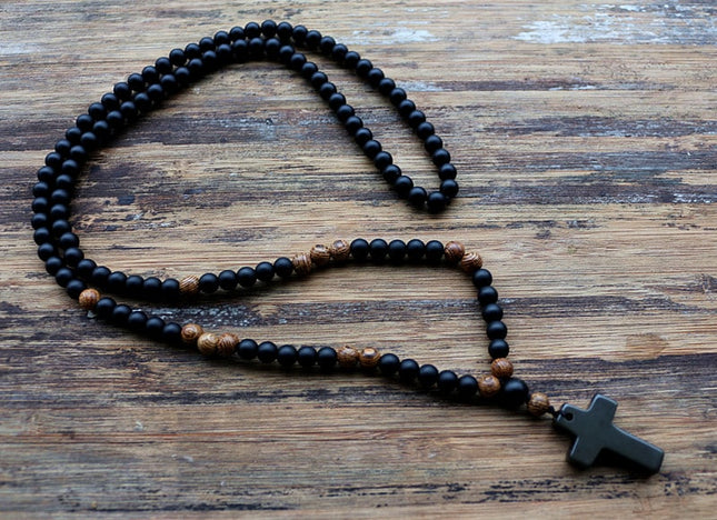 Wood Beads With Black Stone - wnkrs
