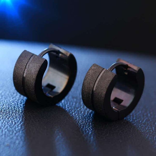 Gold/Silver/Black Stainless Steel Round Stud Earrings for Men