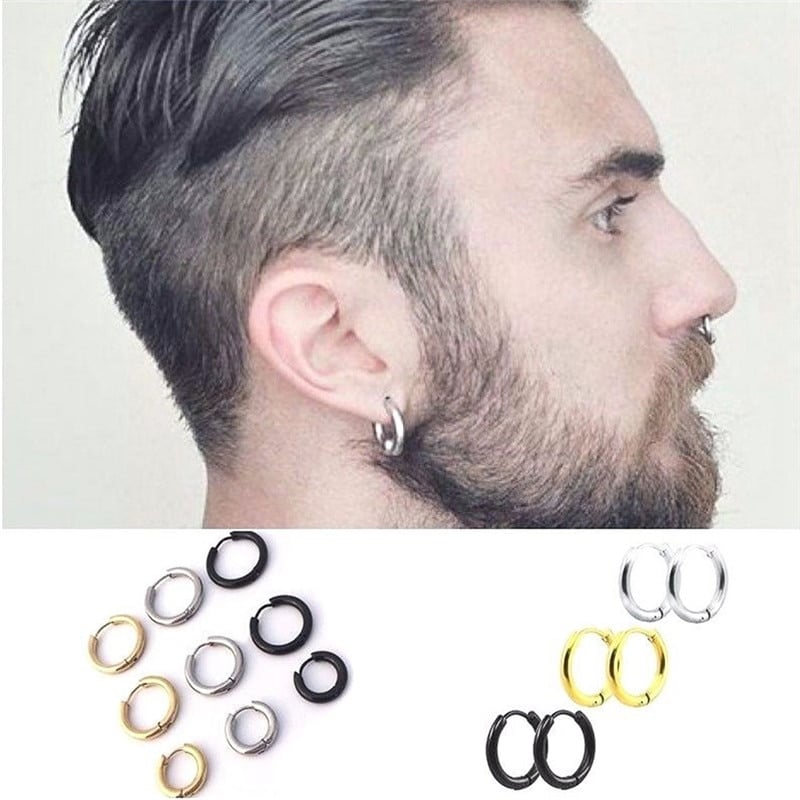 Men's Stainless Steel Simple Round Shaped Earrings