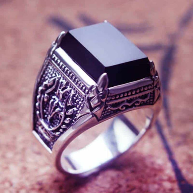 Men's Silver Onyx Ring