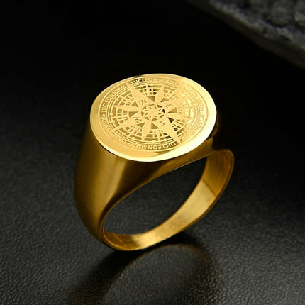 Men's Simple Compass Patterned Ring - Wnkrs