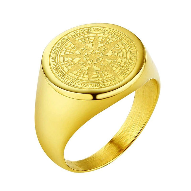 Men's Simple Compass Patterned Ring