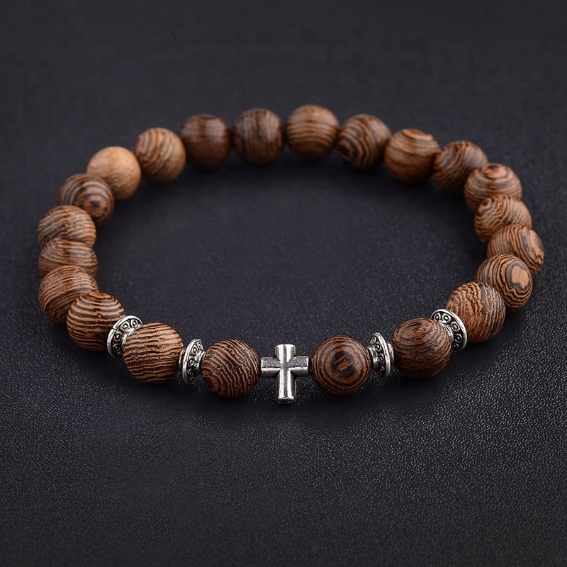 Men's Cross Decorated Beads Bracelet