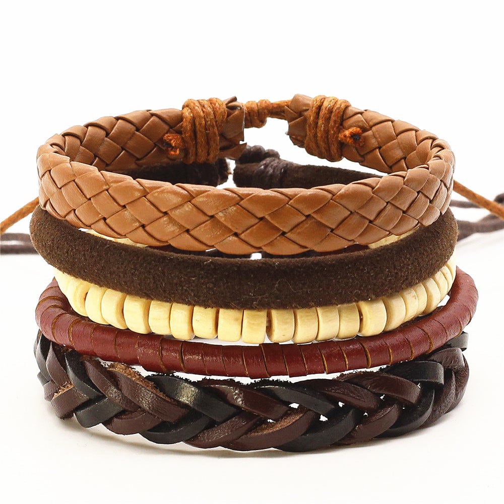 Cute Handmade Multilayered Leather Charm Bracelet