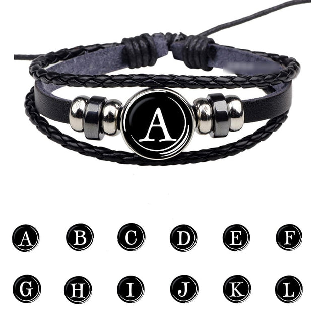 Men's Leather Personalized Bracelet with Symbol