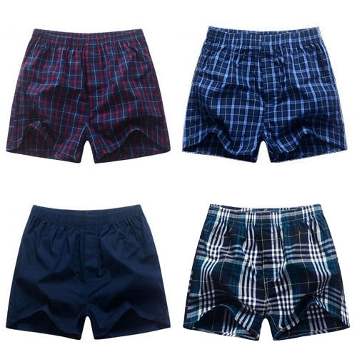 Men's Plaid Printed Underpants 4 pcs Set