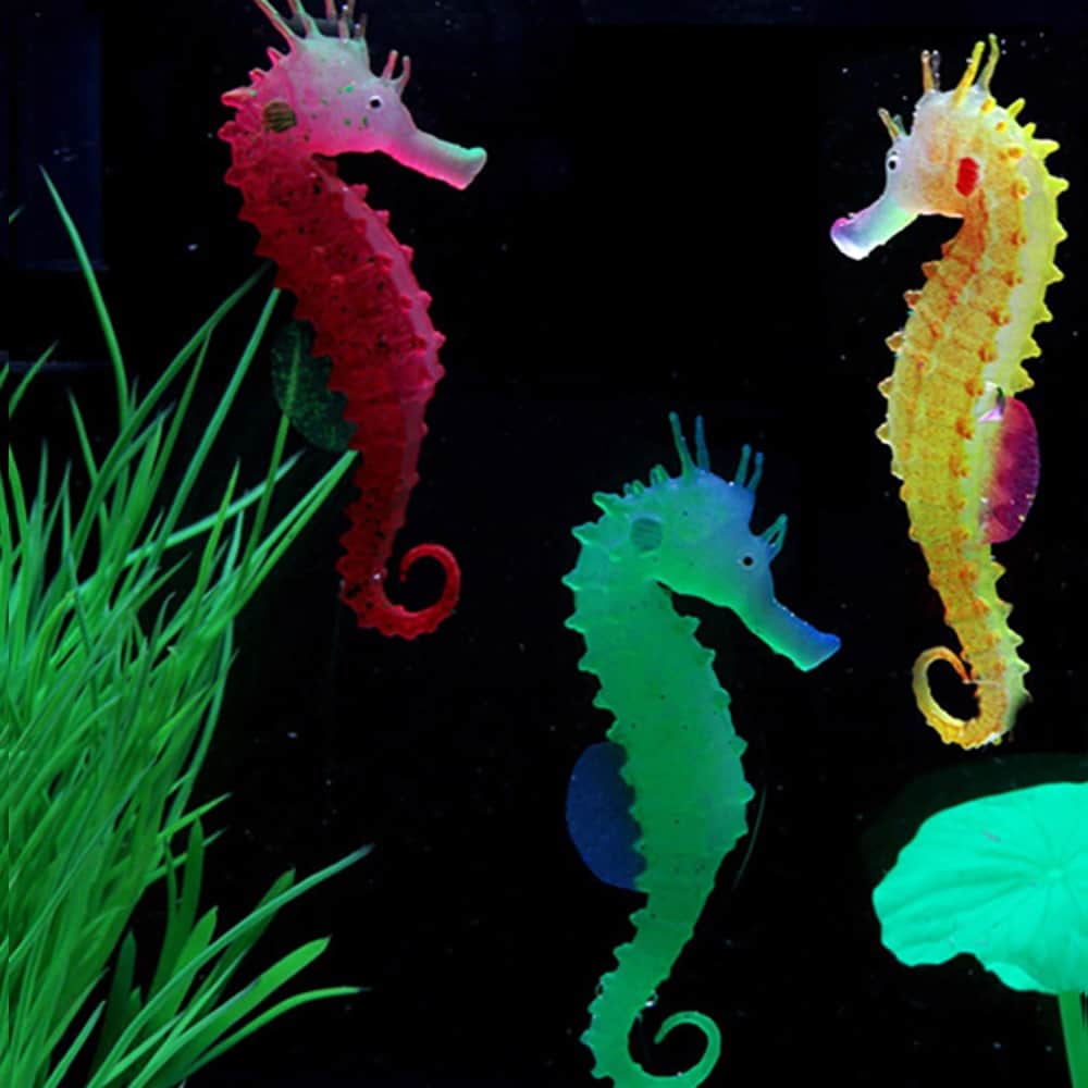 Colorful Silicone Seahorse Aquarium Ornament