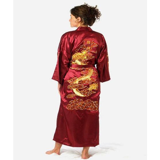 Men's Chinese Satin Robe with Embroidery