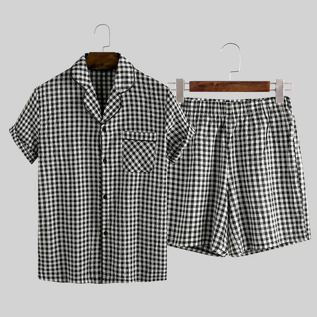 Men's Summer Plaid Printed Pajama Set - Wnkrs
