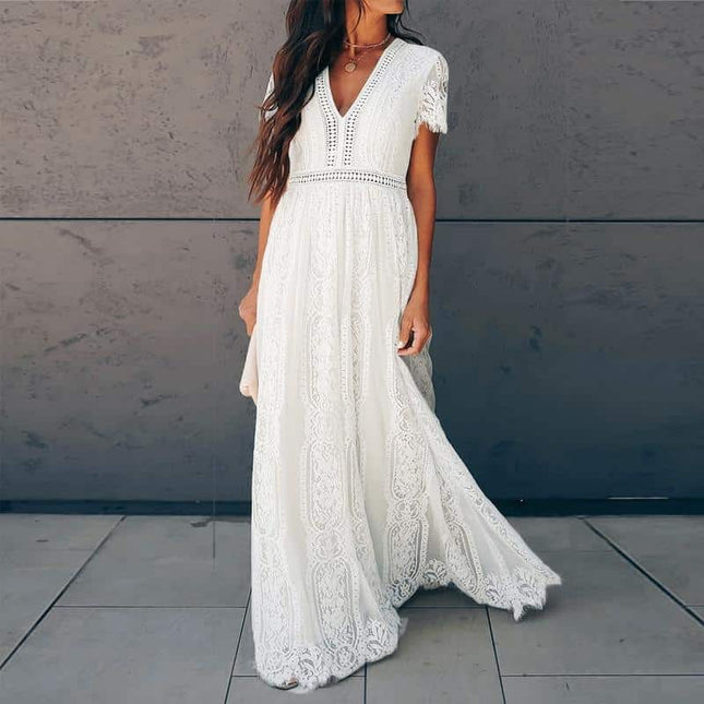 Women's White Lace Maxi Dress - Wnkrs