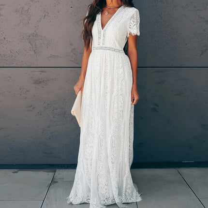 Women's White Lace Maxi Dress - Wnkrs