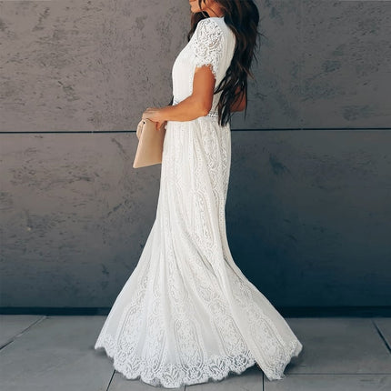 Women's White Lace Maxi Dress - Wnkrs