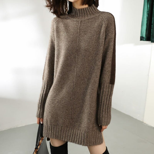 Women's Contrast Sleeve Knitted Dress - Wnkrs