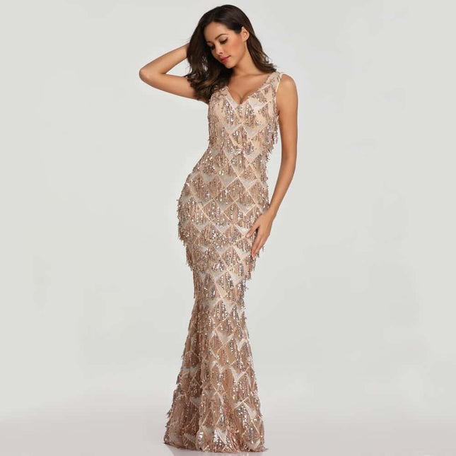 Elegant Long Sequined Dress for Women - Wnkrs