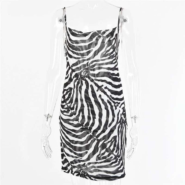 Zebra Print Dress with Spaghetti Straps - Wnkrs