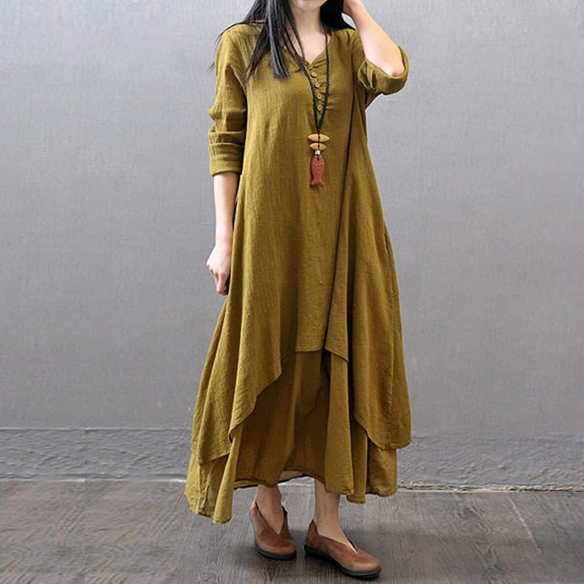 Women's Boho Linen Maxi Dress - Wnkrs