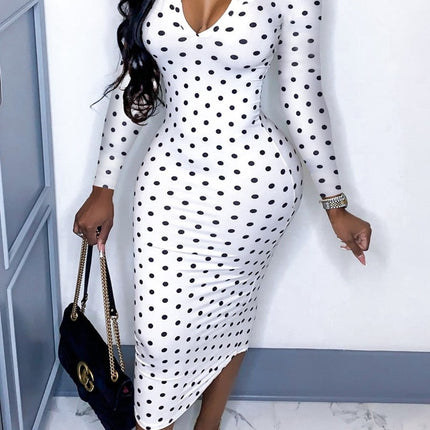 Women's Deep V Low Cut Bodycon Midi Dress - Wnkrs