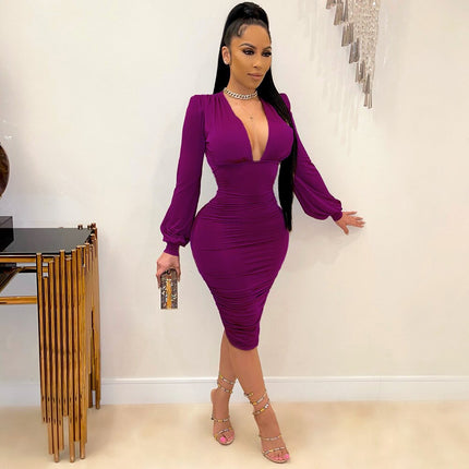 Women's V-Neck Party Dress - Wnkrs