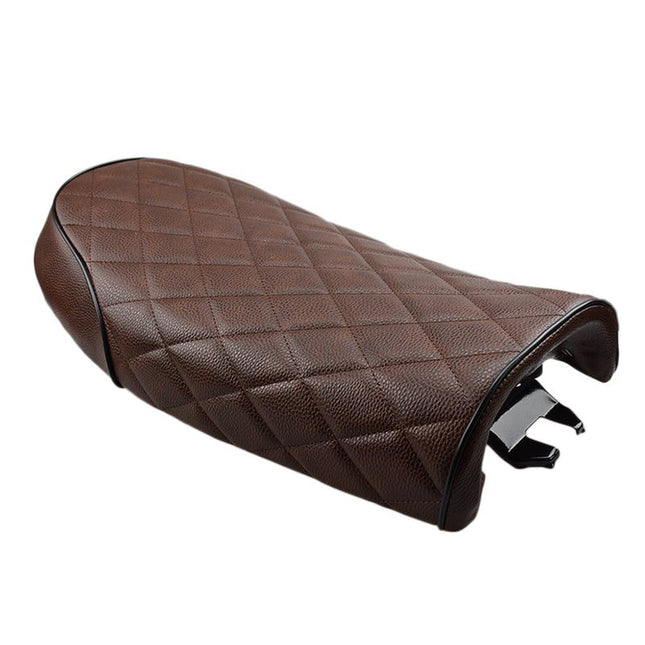 Quilted Dark Brown Leather Motorcycle Seat - wnkrs