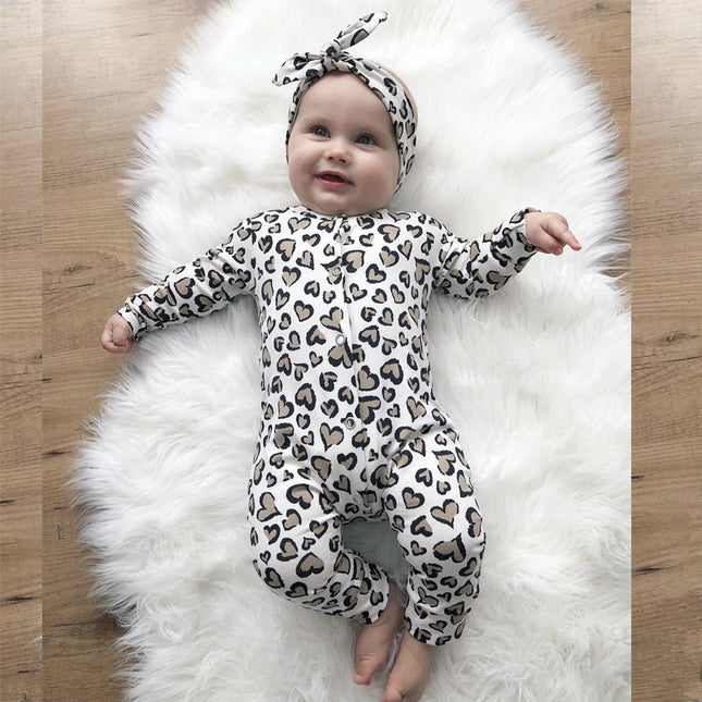 Baby Girl's Leopard Print Romper and Headband Set