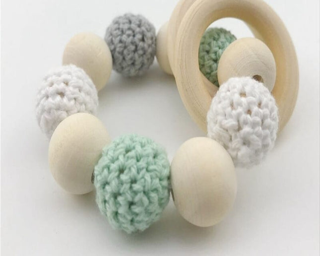 Montessori Beautiful Wooden Baby Rattles with Crochet Beads - wnkrs