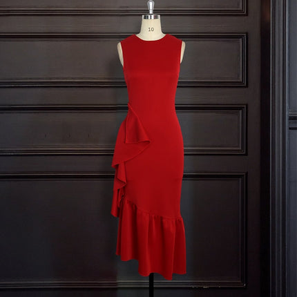 Women's Red Sleeveless Bodycon Dress - Wnkrs