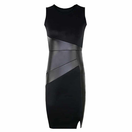 Women's Leather Paneled Bodycon Dress - Wnkrs
