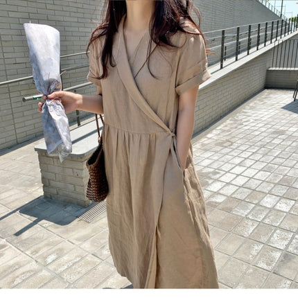 Women's Cotton and Ramie Wrap Style Dress - Wnkrs