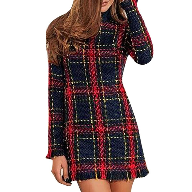 Plaid Bodycon Sweater Dress for Women - Wnkrs