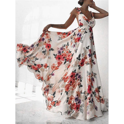 Women's Floral Print Backless Summer Dress - Wnkrs