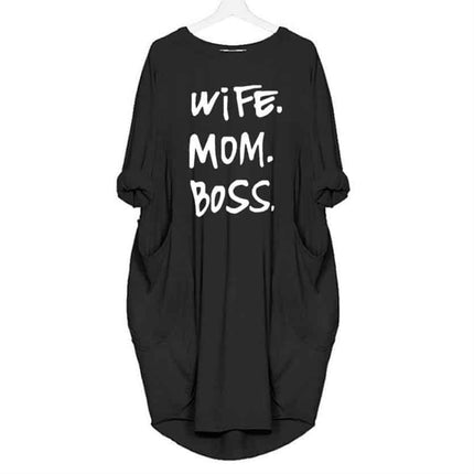 Women's Casual Wife Mom Boss Printed Dress - Wnkrs