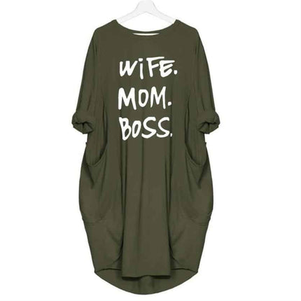 Women's Casual Wife Mom Boss Printed Dress - Wnkrs