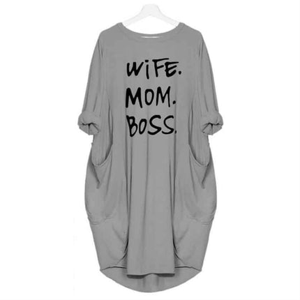 Women's Casual Wife Mom Boss Printed Dress - Wnkrs