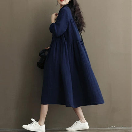 Button Down Linen Tea Women's Dress - Wnkrs