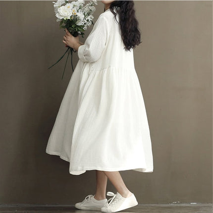 Button Down Linen Tea Women's Dress - Wnkrs