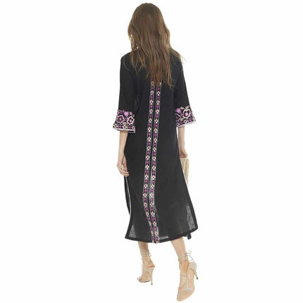 Embroidered Kaftan Midi Dress for Women - Wnkrs