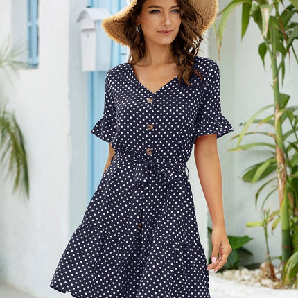 Women's Ruffled Polka Dot Dress - Wnkrs