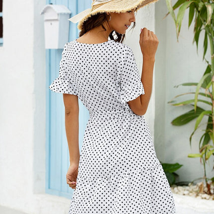 Women's Ruffled Polka Dot Dress - Wnkrs