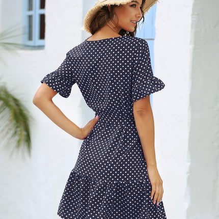 Women's Ruffled Polka Dot Dress - Wnkrs
