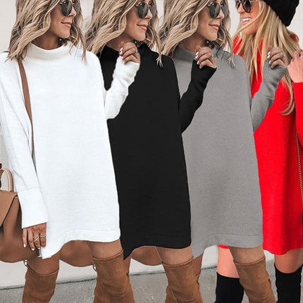Women's Solid Color Winter Knit Dress - Wnkrs